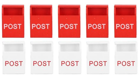 Decorative Mailbox Wooden Outdoor Furniture Mini Home Decor Craft White and Red 10Pcs for Kids Playhouse Garden Decoration