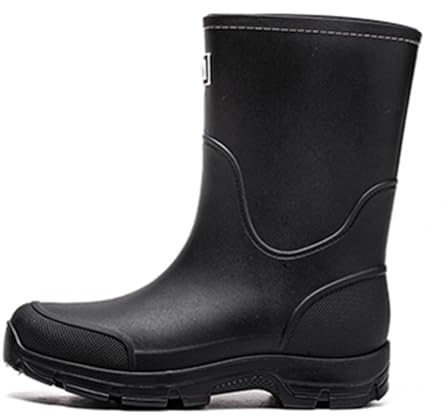 Générique Bottes de Pluie en Caoutchouc Impermeables pour Femmes Hommes Confortable Jardin Bottines Rain Boot moyenne Bottes (Black, 39)