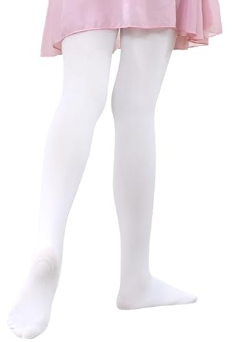 LOLANTA Collant termici per bambine, collant foderati in pile, antiscivolo, ultra elastici, morbidi, ideali per la scuola e la danza, Bianco, 3-5 anni, M