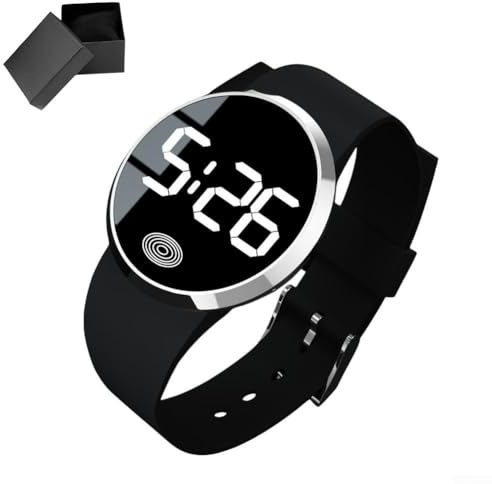 YobiLife Reloj LED digital de pantalla grande, reloj LED casual para hombres y mujeres, estudiantes, gran pantalla táctil LED para negocios y actividades de ocio, Ver imagen, Black white, Deporte