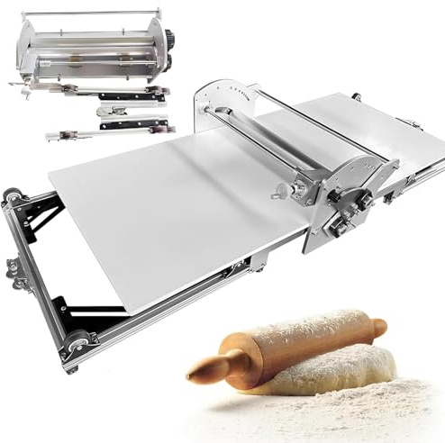 AityBuy Sfogliatrice Pieghevole da 22,4, Stendipasta Elettrico, in Acciaio Inox, con Spessore Regolabile da 2 a 30 Mm, per Uso Domestico E Commerciale