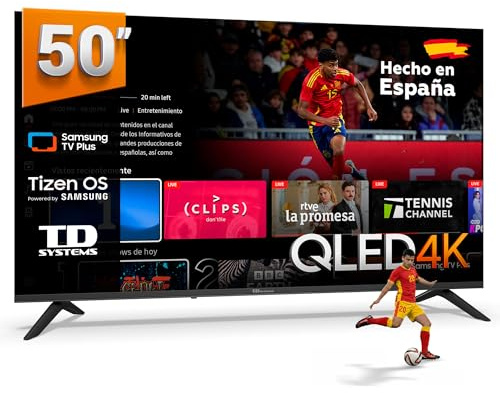 TD Systems - Smart TV 50 Pulgadas QLED 4K con Tizen OS 8.0 Powered by Samsung, sintonizador Triple de televisión (DVB-T2/C/S2). Televisores del 2026 - PRIME50QC22TIZEN