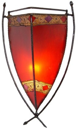 GURU SHOP Henna Lampe, Leder Wandlampe/Wandleuchte - Myra Rot, 44x24x14 cm