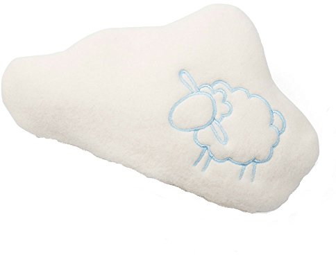 GRÜNSPECHT Traubenkern-Wolke, Wärmekissen für Babys & Kleinkinder, bei Blähungen & Bauchschmerzen, flauschig, weiß, blaue Schaf-Stickerei (182-V4)
