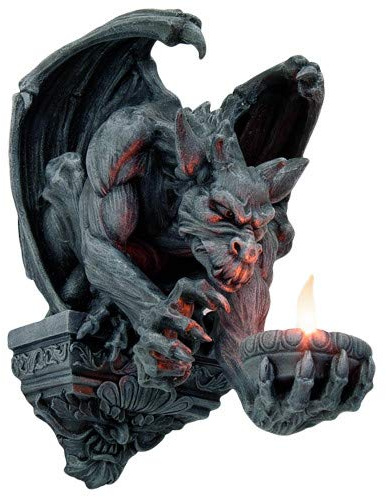 Menacing con alas Gargoyle portavelas candelabro de pared escultura decoración de la pared 12,5 pulgadas