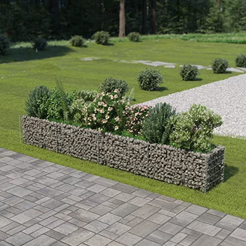 ZEYUAN Parterre surélevée en gabion, cadre en palette, étang élevé, parterre de légumes, étagère à herbes aromatiques, parterre de tomates, lit surélevé, acier galvanisé 360 × 50 × 50 cm
