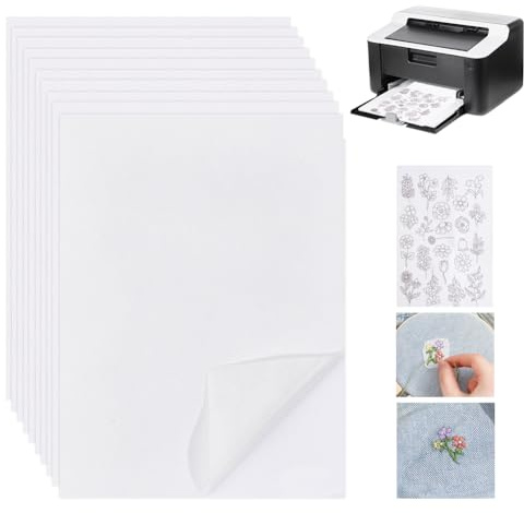 PH PandaHall 10 Sheets Embroidery Water Soluble Stabilizer, Dissolvable Fabric Self Adhesive Printable Fabric Embroidery Backing and Top Cloth for Machine Hand Stitching DIY Crafts 7.87x5.9 inch