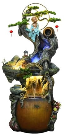 Fontaine de Jardin Paysage de Fontaine d'eau de rocaille Chinoise, décoration de Jardin de Maison, décoration de Jardin de Cour de Balcon Fontaines Extérieures (Size : XL)