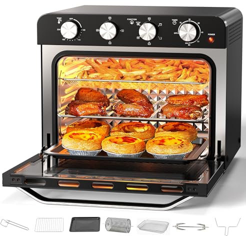 Karienvir Friteuse sans Huile 36 L, 1800W Friteuse à air chaud, Mini Four électrique, 6 Fonctions, 7 Accessoires, Grande Capacité, Minuteur et Réglateur de Température