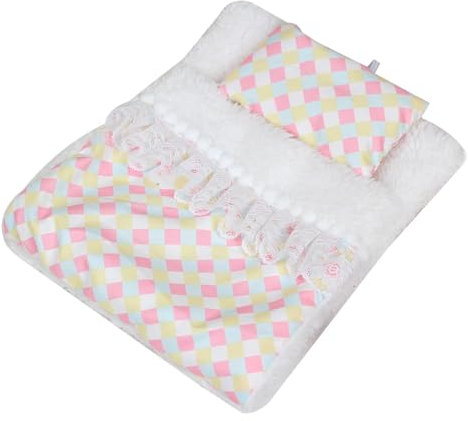 Milageto Puppenbettwäsche-Zubehör, Bettlaken und Kissen, DIY-bedrucktes Rollenspiel, pädagogisches Spielzeug für 15 cm Puppen, Puppenbett-Zubehör, C