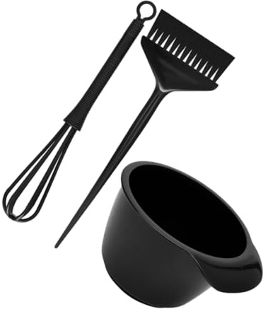 DEARMAMY 1 Juego kit de color de pelo equipo tinte para el cabello cepillo y cuenco para teñir el cabello cepillo y tazón para teñir el cabello páginas Black Reutilizable
