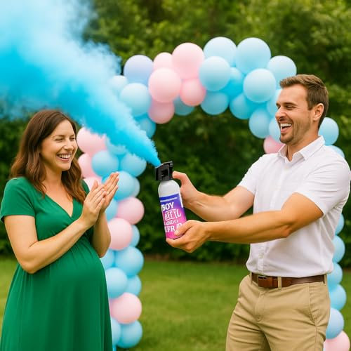 Babyshower Gender Reveal Pistolet à Poudre - Bébé Poudre Spray - Nuage Coloré 10 Seconds - Mini Extincteurs à Poudre - Lot de 2 - Bleu
