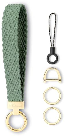 Porte-clé poignet tressé pour clés de voiture, Porte-clés de voiture rétractable, Avec 2 porte-clés et un anneau en D, Porte clés homme femme élégant, keychain personnalisable cadeau, unisexe