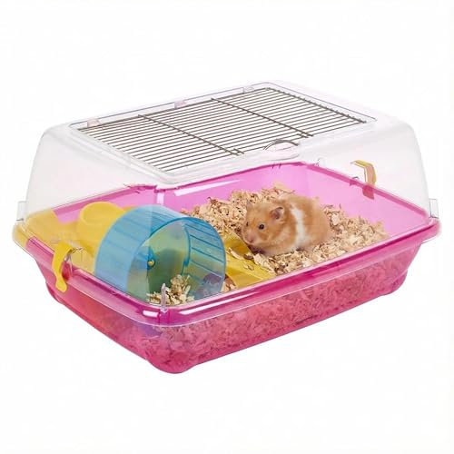 URBNLIVING Hamster Cage with Wheel Food Bowl & Wire Top Small Animal