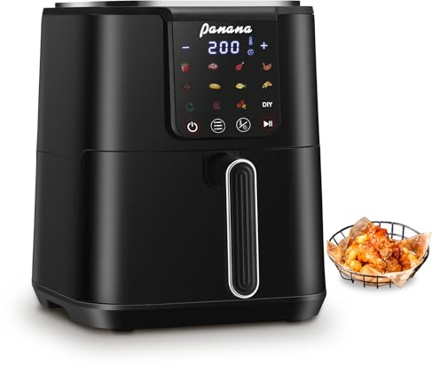 Panana Large 6L Air Fryer,12 IN 1 Digital 1500W for Fast Cooking,12 Preset Menus,40-200°C Temperature Control,with Non-Stick Basket,East to Clean