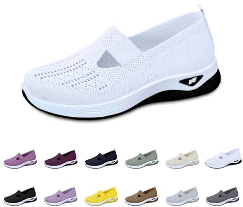 Zapatillas Ortopedicas Mujer Verano Zapatillas sin Cordones para Caminar Comodos y Ligeros Sandalias Palas Transpirables y Antideslizantes Entrenamiento Deportivas Malla Deporte Zapatos de Diabéticos