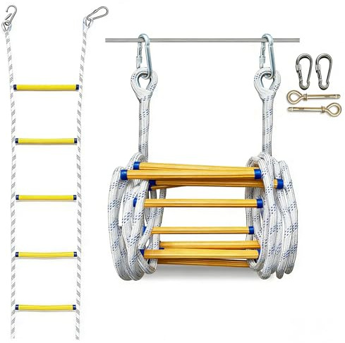 Escalera de escape de incendios, escalera de cuerda de emergencia, escalera de agilidad portátil para uso doméstico, escalera plegable de seguridad contra incendios, sistema de rescate de escape de