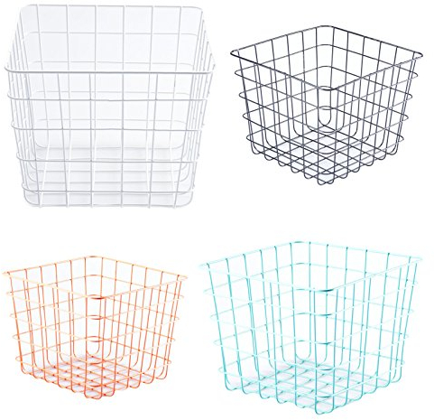 Riyashop Drahtkorb Gitterkorb Würfel Kartoffelkorb Metallkorb Dekokorb 21x21x16,5 cm (Türkis)