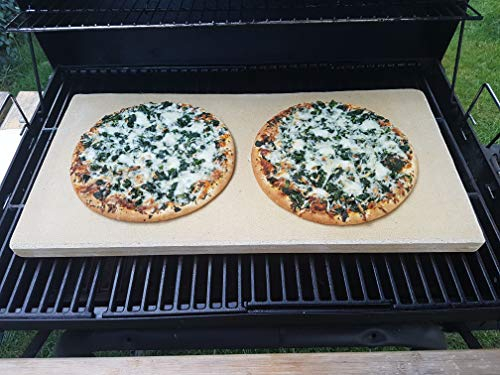 Pizzaplatte auf Maß für den Grill 60 x 30 x 3 cm und kleiner Backofenplatte Brotbackplatte Pizzastein Brotbackplatte Flammkuchen Nachbearbeitet per Hand ohne scharfe Kanten (Backplatte, 60 x 30 x 3)