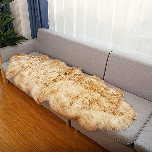 Alfombra Piel De Oveja Auténtico Alfombra Piel De Cordero Alfombra Lana Alfombras Pelo Largo (70 * 200cm)