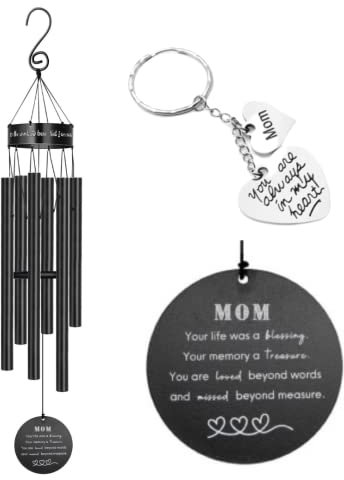 Memorial Wind Chimes for Loss of Loved One Prime, Outdoor Memory Chimes Mom, Dad, Grandma, Husband, Personalized Bereavement Windchimes, Sympathy Remembrance Chime, Windchime Gift (Mom Memorial)