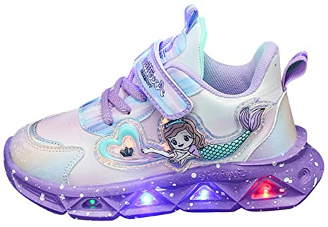 Basket Enfant Fille Montante Scratch LED Lumineuse Basket Garçon Sport Running Pas Cher Mode Mesh Automne Chaussure Adolescent Hiver Sneakers Fille Caoutchouc Printemps (28 EU, Violet)