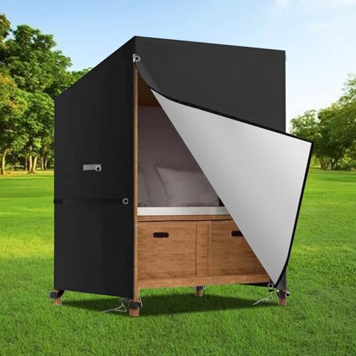 Schwarz Strandkorb Schutzhülle 130x105x175cm -Abdeckhauben für Strandkörbe, Strandkorbhülle aus Oxford Stoff, Wasserdicht Abdeckung Terrasse Schwingen, UV Schutz Schaukelabdeckung für den Außenbereich