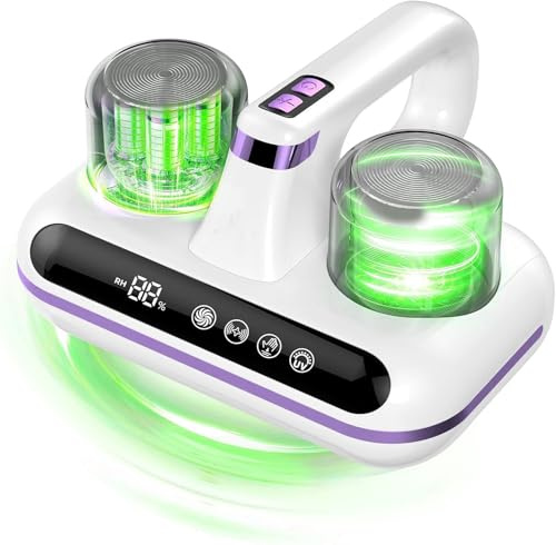 UCerdveos Aspirapolvere senza fili con sensore acaro della polvere e indicatore LED intelligente, 1000 W, con luce UV, per chi soffre di allergie, rimuove il 99,9% degli allergeni, per materassi