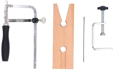 Kit de Scie à Bijoux Professionnel 3 en 1, Pince à Rainure en V, Cadre de Scie Réglable et Lames de à Chantourner, Ensemble de Coupe pour Métal, Cire de Bois
