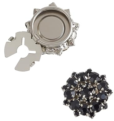 NICENEEDED Copri Pulsanti in Cristallo, Copri Bottoni Manica Neri, Copri Bottoni Decorativi con Strass, Clip per Bottoni della Camicia Staccabili