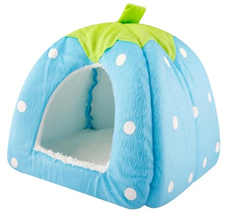 Luckious Pet Tent House - 28 * 26cm Cozy and Portable Mongolian Style Pet Bed, Warm Shelter for Dogs and Cats, Easy to Carry for Indoor and Outdoor Use(Blue)