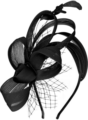 Uintoon Fascinators Hats for Women, Black Fascinator Headband with Feather Women's Tea Party Hat Derby Hats for Cocktail, Wedding, Fancy Dress Party, 1920s Accessories for Women and Girls