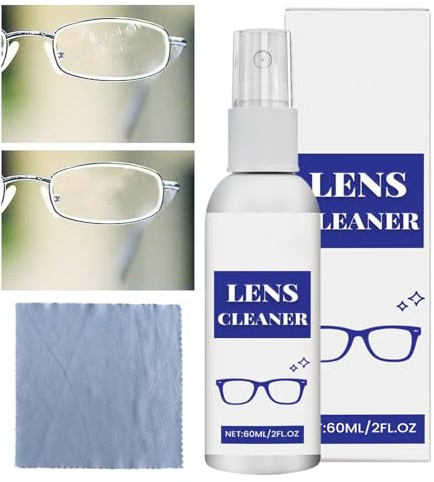 Zestivra Spray detergente per lenti da 60 ml, spray per la pulizia degli occhiali da sole, smacchiatore con panno per fotocamera, schermo, computer, obiettivi, telefono, dispositivi elettronici