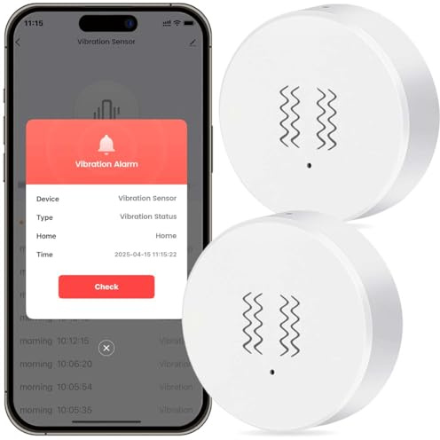 Acmerota Zigbee, sensore di vibrazione, sensore di rottura senza fili, sensore di vibrazione intelligente, livelli di sensibilità regolabili, connessione Tuya Zigbee, tramite l'app Tuya Smart Life