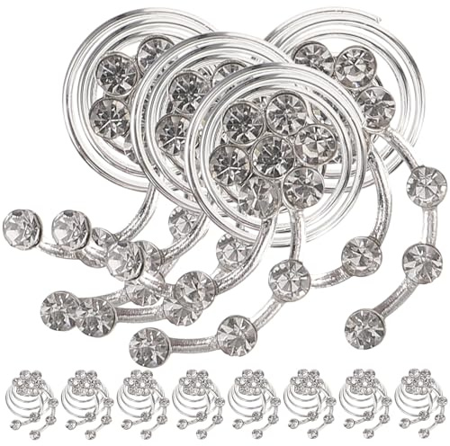 Garneck Lot de 12 Pinces à Cheveux Spirales en Strass Argentées Accessoires de Coiffure pour Mariage et Bal Décoration Capillaire Légère et Polyvalente pour Femmes pour Chignons et