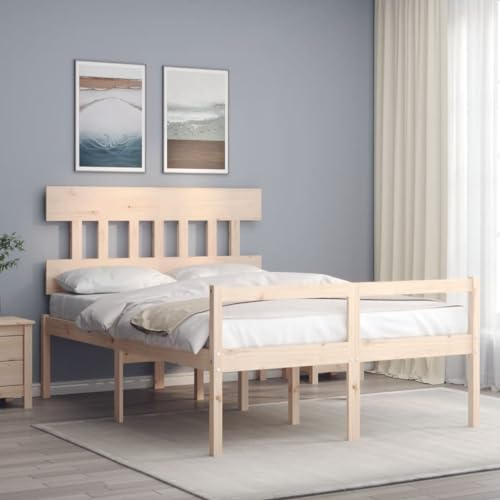 Genérico Cama para Personas Mayores con cabecero Madera Maciza 140x190cm,Mobiliario,Camas y Accesorios,Camas y somieres,3195396