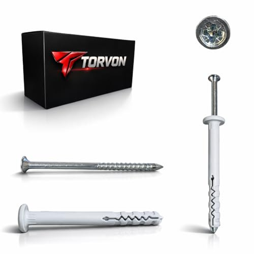 TORVON Nail Dowels 6 x 80 mm Impact Dowels with Collar Impact Dowels for Concrete and Masonry Quick Assembly Attachment Direct Mounting Set 100 Pieces (6 x 40 mm → 200 Pieces)