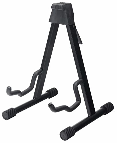 McGrey GS-UNI Universal Kombi-Gitarrenständer (Universalständer, zusammenklappbar, Standfläche 32 x 29cm, gepolsterte Auflagefläche, Gummifüße) Schwarz