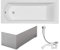 VBChome Badewanne 160x70 cm Acryl SET Schürze Siphon Wanne Rechteck Weiß Design Modern Ablaufgarnitur in Chrom