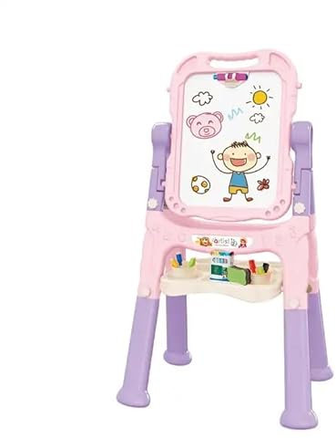 Kids Double-Sided Art Easel with Magnetic Drawing Board - 360° Rotating Whiteboard Chalk Board - Learning Educational Toys - Ideal for Children Toddlers