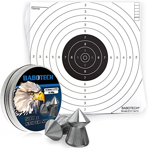 500 x Diabolos Spitz Kopf 4,5 mm Dose + 100 x Luftgewehr Pistole Zielscheibe 14 x 14 cm Präzisionsschuß Target für Kugelfang