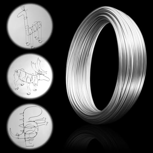 Mbsomnus Basteldraht 1mm×40m Schmuckdraht Silberdraht Draht zum Basteln Aludraht 1mm Draht Schmuck Silber Aluminiumdraht Bindedraht Modellierdraht Rostfrei für DIY Schmuck Dekoteile Kranzherstellun