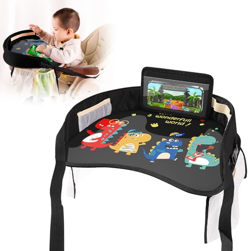 WIYETY Bandeja para las Rodillas para Niños, Mesa de Viaje, Asiento de Coche Con Bolsillos de Red, para Juego y Comedor