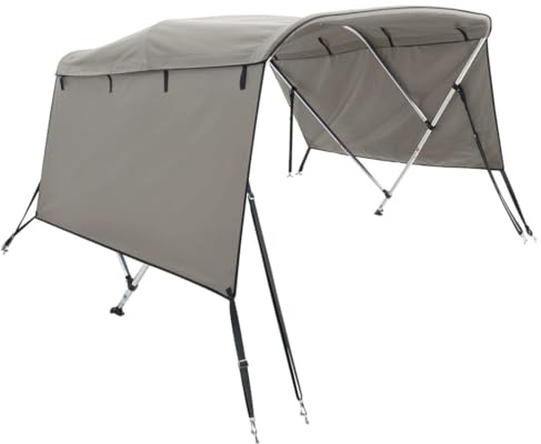 vidaXL 3 Bow Bimini Top mit Seitenteilen, Bootsverdeck mit Aluminiumrahmen, Sonnenverdeck Boot Sonnensegel, Anthrazitgrau 600D Polyester