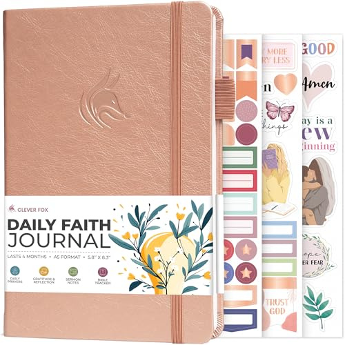 Clever Fox Daily Faith Journal – guidad bön, tacksamhet och bibelstudie anteckningsbok – trobaserade gåvor och dagboksartiklar för kvinnor (roséguld)