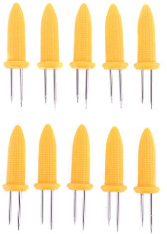 10er Set Maiskolbenhalter Maisspieße Grill Zwillingszinken Halter Grillzubehör BBQ Gadget Edelstahl