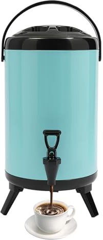OUBUBY Isolerad fat i rostfritt stål, dubbelväggig dryckesdispenser med kran, 10 l varm och kall dryckesdispenser, dryckesdispenser i rostfritt stål, termoskanna, lämplig för festdrycker