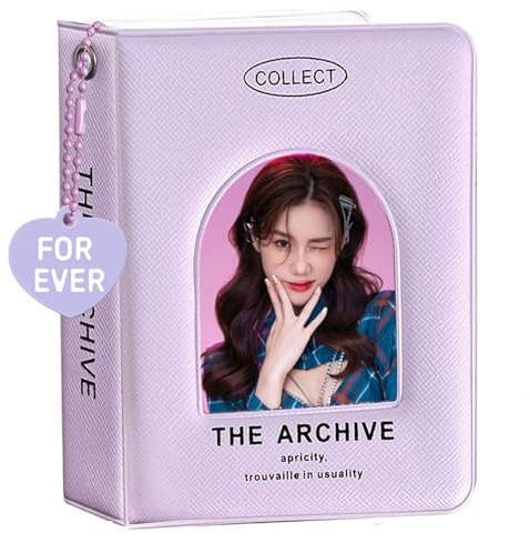 Carpeta para tarjetas fotográficas Kpop de 7,6 cm, 40 bolsillos, portatarjetas de fotos, mini álbum de fotos K-pop, ventana hueca Kpop, libro de coleccionista, tarjetero, álbum con bonito colgante