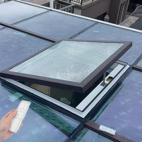 TRUNXUCL Electric Skylight Window, Remote Control Opening Roof Skylight, Roof Lighting Well Window, Hatch Cover(78x98cm/31x39in)