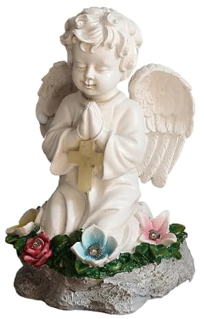 SZLIFE Statua di Angelo Solare, Decorazione da Giardino, Elegante Decorazione Solare da Giardino, Statuetta di Angeli in Preghiera per aiuole, Portico,